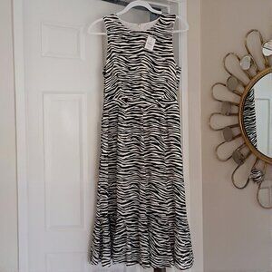 J. Crew Tiered Midi Dress Zebra Print 4 NWT